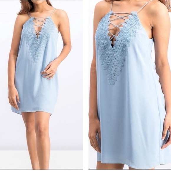 Wayf Dusty Blue Slip Dress Size Small New - Picture 1 of 12